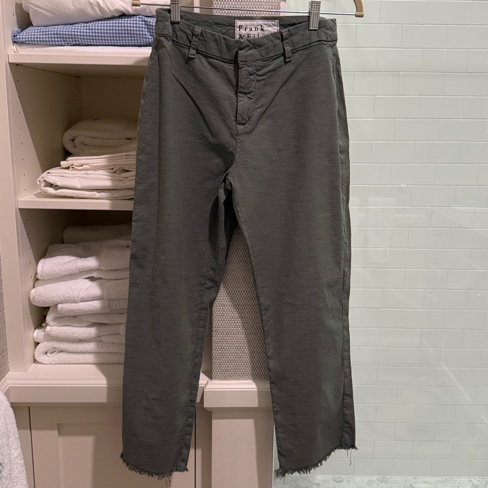 Frank & Eileen Wexford Italian Performance Linen slightly cropped linen pants